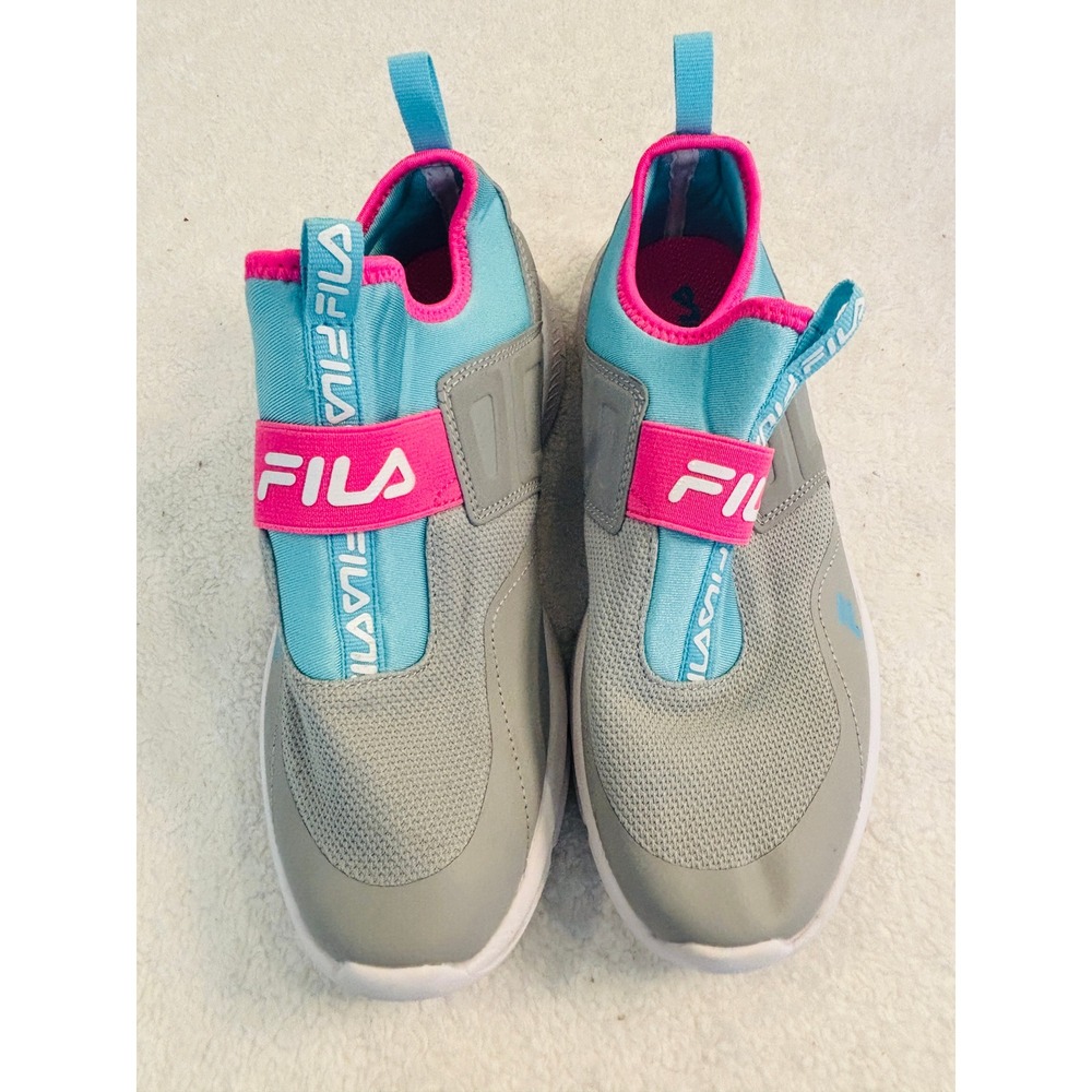 Fila Memory At‎ Peake Womens Slip On Sneakers Grey Blue Pink 3RM01396-256 Size 6